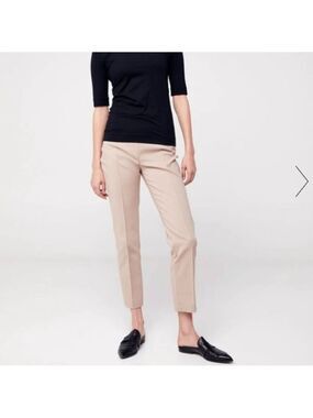 AKRIS PUNTO cotton blend cropped pants trousers pockets back closure beige sz 8